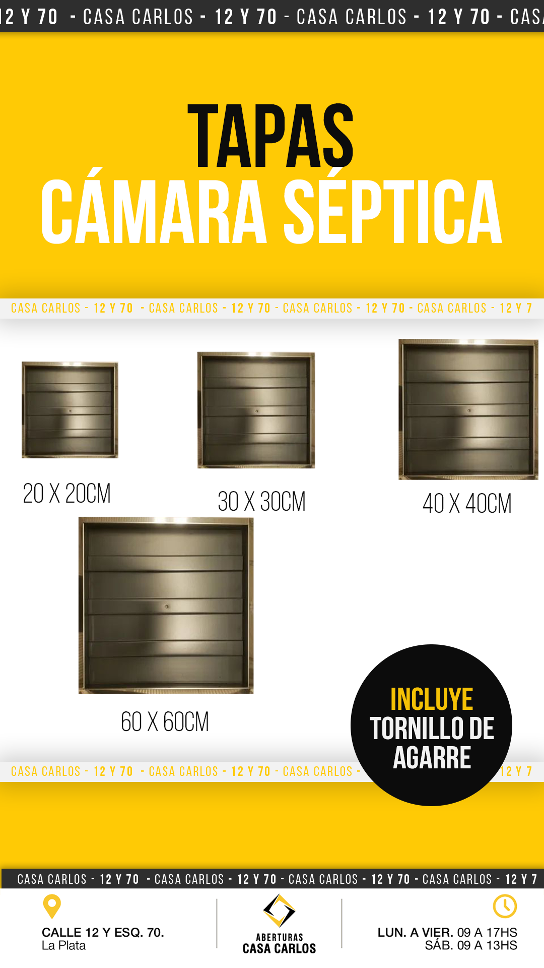 Tapas sépticas en varias medidas – Aberturas Casa Carlos