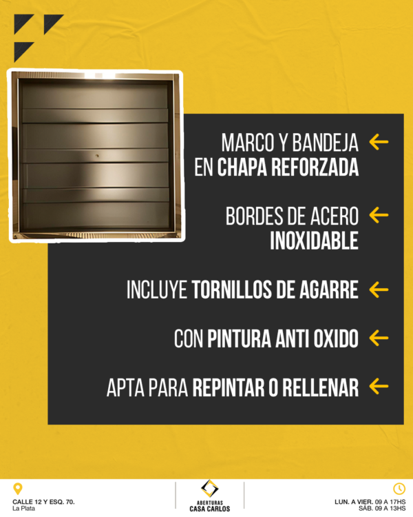 Tapa metálica con marco y pintura antióxido – Aberturas Casa Carlos