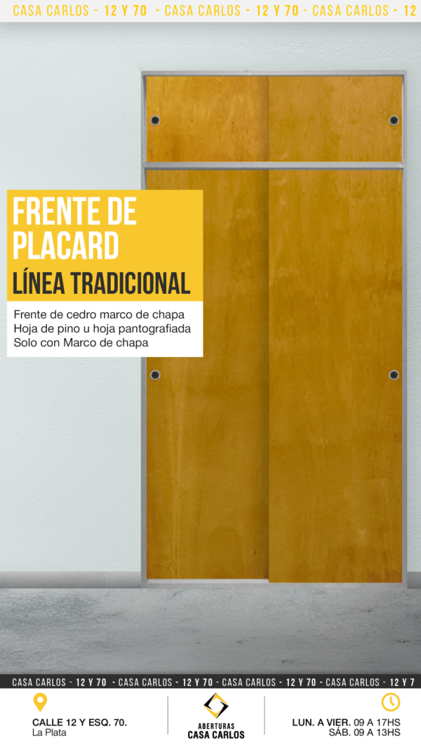 Frente de placard en cedro con marco de chapa – Aberturas Casa Carlos