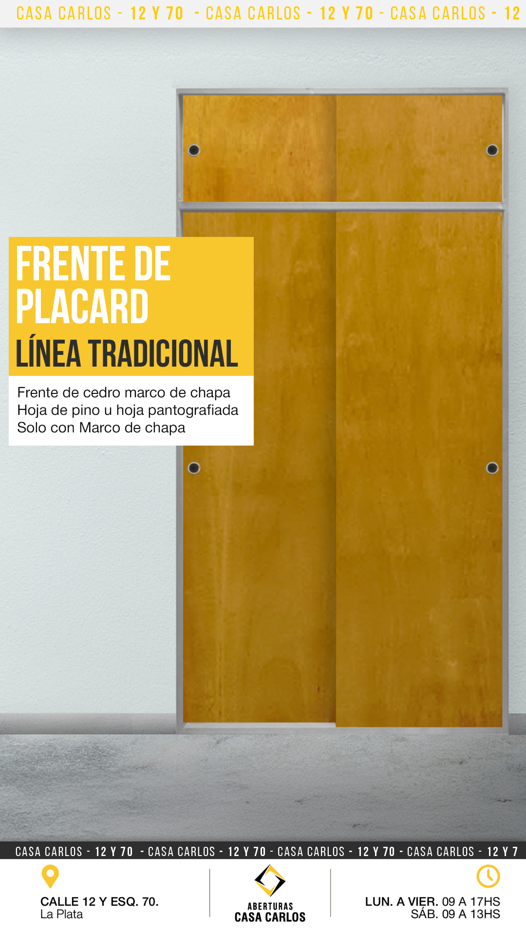 Frente de placard en cedro con marco de chapa – Aberturas Casa Carlos