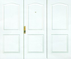 Puerta metálica ciega con dos tableros, aislación térmica y acústica

