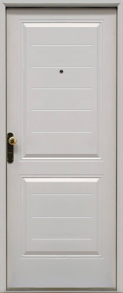 Puerta metálica estampada en una sola pieza con aislación acústica

