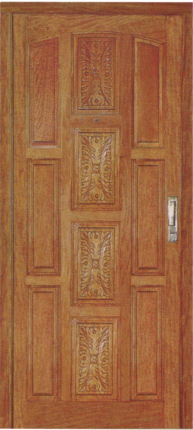 Puerta 16 con tableros replanados y burlete perimetral

