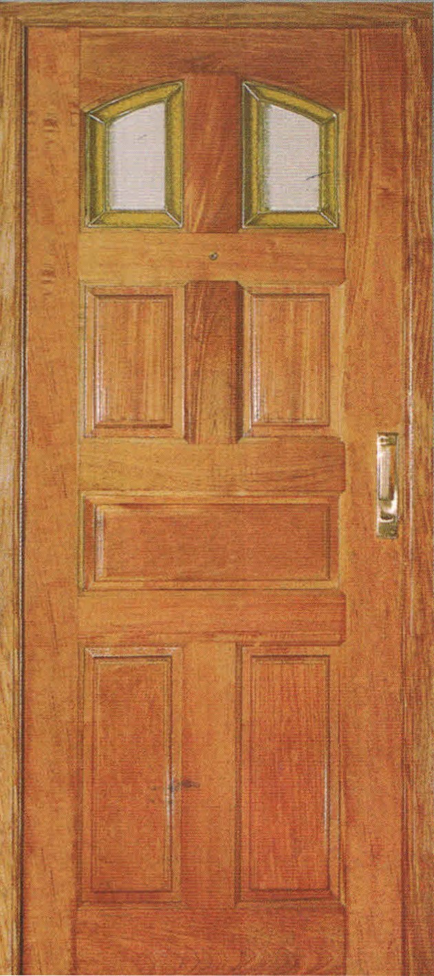 Puerta 37 con paños fijos superiores y burlete perimetral

