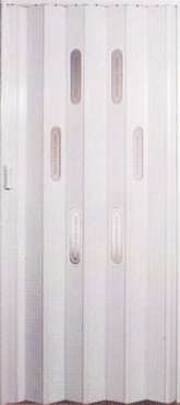 Puerta plegadiza de PVC con diseño vidrio/medio

