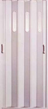 Puerta plegadiza de PVC con diseño vidrio/medio

